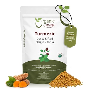 Organic Way Turmeric / Haldi Root Cut & Sifted - Organic, Kosher, USDA Certified | Non GMO, Gluten Free | Origin - India