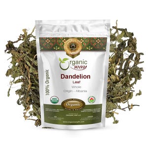 Feuille de pissenlit entière de façon biologique - Tisane | Récolte sauvage européenne | Casher, certifié USDA | Sans OGM, Sans Gluten | Origine - Albanie