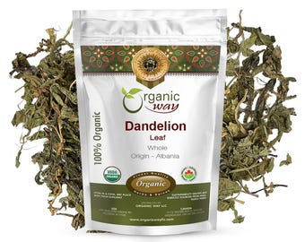 Organic Way Dandelion Leaf Whole - Herbal Tea | European Wild-Harvest | Kosher, USDA Certified | Non GMO, Gluten Free | Origin - Albania