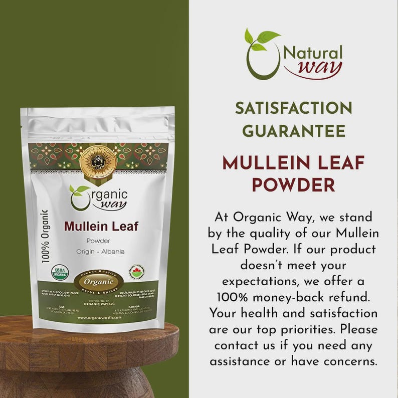 Organic Way Mullein Leaf Powder - European Wild-Harvest | Organic, Kosher, USDA Certified | Vegan, Non GMO, Gluten Free | Origin - Albania image 9