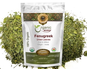 Organic Way Fenugreek Dried Leaves (Kasuri Methi) - Organic, Kosher, USDA Certified | Raw, Vegan, Non GMO, Gluten Free | Origin - India