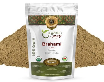 Organic Way Brahmi Leaf Powder - Organic, Kosher, USDA Certified | Raw, Vegan, Non GMO, Gluten Free | Origin - India