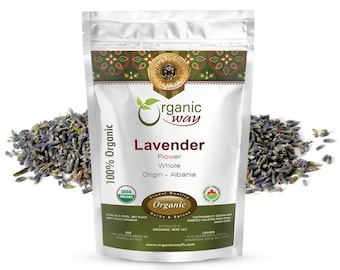 Organic Way Dried Lavender Flower Buds Whole - Herbal Tea & Culinary Grade - European Wild-Harvest, Kosher | Origin - Albania