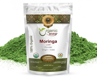 Organic Way Moringa Leaf Powder - Herbal Tea | Organic, Kosher, USDA Certified | Raw, Vegan, Non GMO, Gluten Free | Origin - India