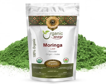 Organic Way Moringa Leaf Powder - Herbal Tea | Organic, Kosher, USDA Certified | Raw, Vegan, Non GMO, Gluten Free | Origin - India