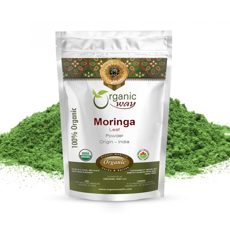Organic Way Moringa Leaf Powder - Herbal Tea | Organic, Kosher, USDA Certified | Raw, Vegan, Non GMO, Gluten Free | Origin - India image 1
