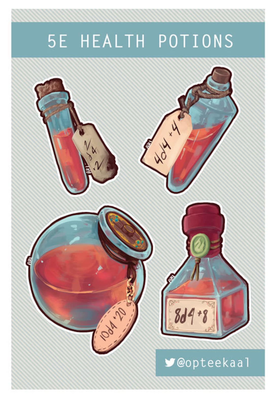 D&D 5e Health Potions Sticker Sheet Etsy