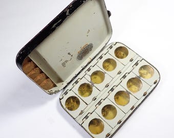 C. 1910 Ogden Smith vintage fly box, 10 compartments and stepped cork with cast compartment and tweezer slot with flies fly fishing gift.