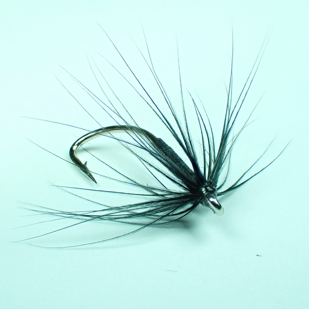 Black Spider, Barbed, Tied on an Alex Jackson Hook, North Country Spider,  Soft Hackle Fishing Fly, a Great Gift for Fly