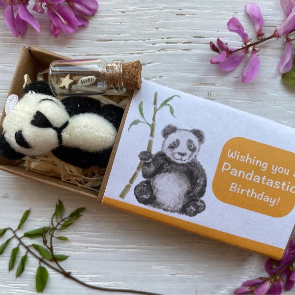 Anniversaire pandatastique, joyeux anniversaire, petit panda dans une boîte, cadeau boîte aux lettres d'anniversaire, câlin d'ours panda, amour de panda, carte d'anniversaire alternative