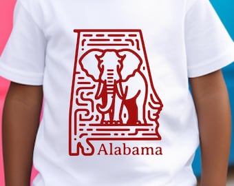 Alabama Toddler Short Sleeve Tee, Alabama Shirt For Toddler, State Of Alabama Shirt For Kids, Alabama Toddler Shirt