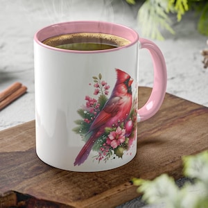 Cardinal Christmas Coffee Mug, Pink Christmas Cardinal Coffee Cup, Red Cardinal Coffee Mug, Cardinal Coffee Cup Gift, Christmas Cardinal Mug