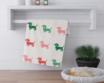 Asciugamano natalizio a forma di bassotto, asciugamano natalizio a forma di bassotto, decorazioni natalizie a forma di bassotto