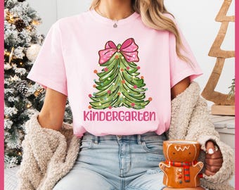 Kindergarten Christmas Teacher Shirt, Christmas Teacher Comfort Colors Shirt, Kindergarten Teacher Christmas Shirt