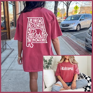 T-shirt couleurs confort Alabama, t-shirt à manches courtes Alabama, chemise Alabama, chemise Alabama pour femme, chemise État de l&#39;Alabama