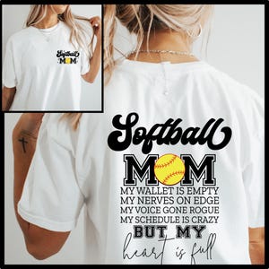 Softball Mom Komfort Farben Shirt, Brieftasche ist leer Nerven auf Kante Stimme vorbei Schurke Stundenplan ist verrückt Mein Herz ist voll
