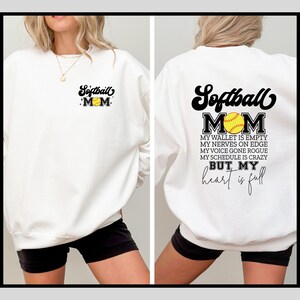 Softball Mom Comfort Farben Sweatshirt, Brieftasche ist leer Nerven auf Kante Stimme gegangen Schurke Stundenplan ist verrückt aber mein Herz ist voll