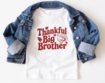 Dankbarer großer Bruder Thanksgiving Jugend Kurzarm T-Shirt, Thanksgiving Big Brother Tshirt, Jugend Junge Big Brother