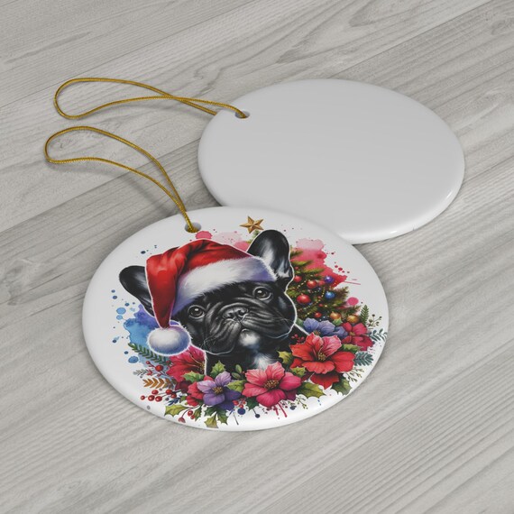 French Bulldog Christmas Ornament, Black French Bulldog, Frenchie