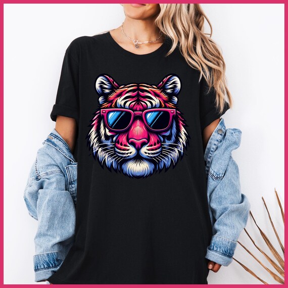Preppy Tiger Shirt, Pink Tiger Wearing Sunglasses Shirt, Cool