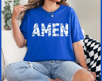 Maglietta cristiana Amen, grande Amen Christian manica corta, maglietta religiosa, maglietta della chiesa