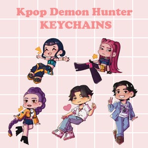 KPop Demon Hunters Acrylic Glitter Keychains | HUNTRIX | Rumi | Mira | Zoey | Jinu | Bobby | Fanart | bag accessories