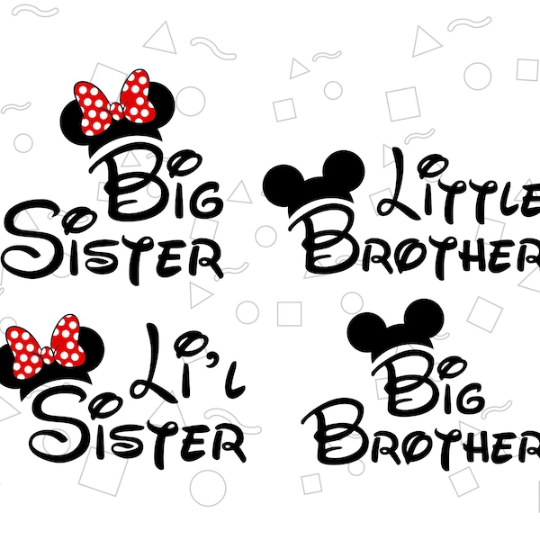 Sorella e fratello Disney Svg, Disney Birthday Svg Cut File, Svg Png Dxf Instant Download, Disney Trip Svg, Minnie Mouse Svg