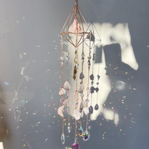 Crystal Suncatcher Healing Stones, Mother&#39;s Day Gift for Mom, Boho Home Decor, Hanging Gemstone Suncatchers, Prism Crystals, Spiritual Gift