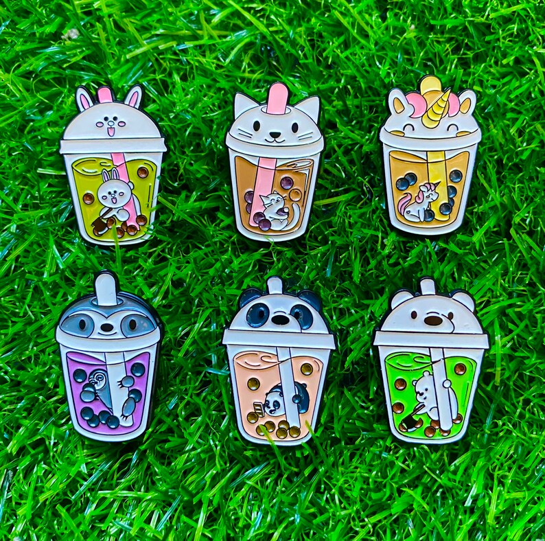 Cute Boba Tea Enamel Pins Boba Milk Tea Pins Asian Food Etsy