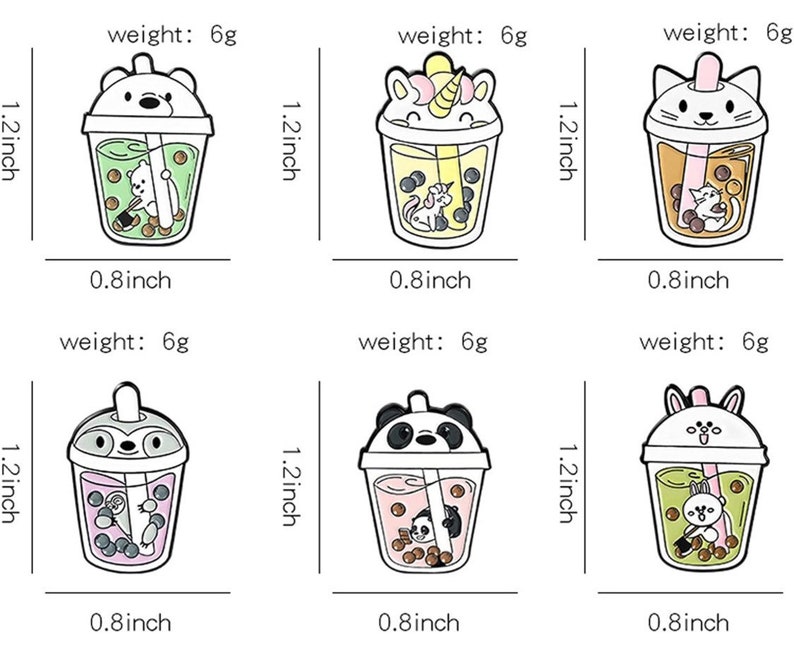 Cute Boba Tea Enamel Pins Boba Milk Tea Pins Asian Food Etsy