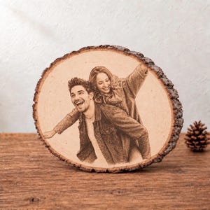 Personalized Wood Photo Engraving, Custom Couple Portrait, Anniversary Wedding Gift, Memorial Photo Plaque