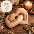 Personalized Anniversary Gift for Her or Him, Infinity Heart with Couple Names, Custom Engraved Wooden Keepsake