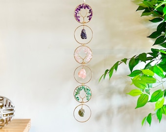 Tree of Life Crystal Suncatcher, 7-Chakra Hanging Decor, Chakra Wall Decor, Meditation Decor, Amethyst Boho Suncatcher, Mother&#39;s Day Gift