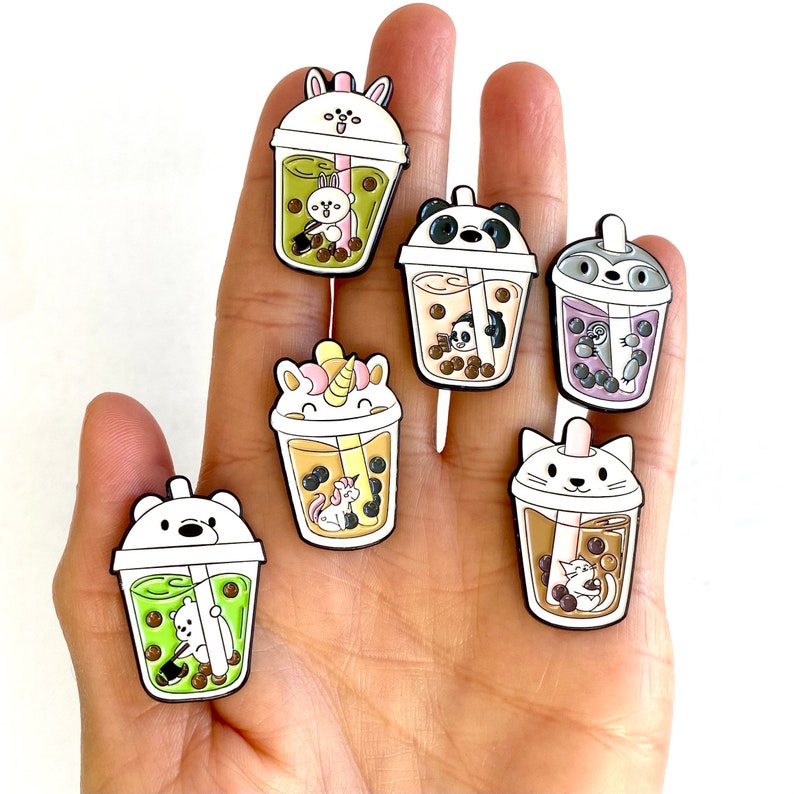 Cute Boba Tea Enamel Pins Boba Milk Tea Pins Asian Food Etsy