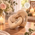 Personalized Wooden Heart Sculpture, Custom Couple Names Gift, Anniversary Gift for Couple, Wedding Gift, Infinity Heart Keepsake