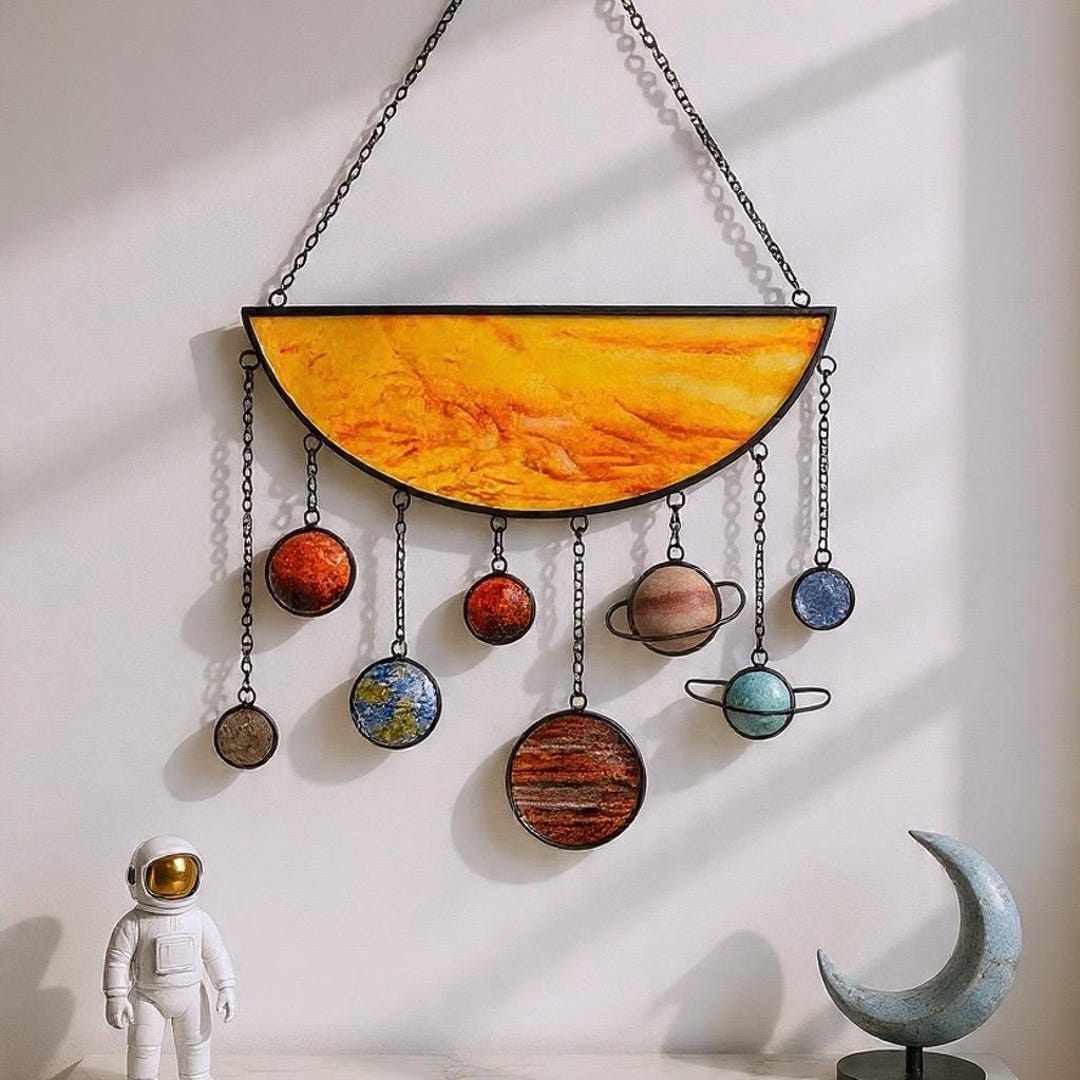 Solar System Wall Hanging, Stained Glass Planet Mobile, Christmas Space ...