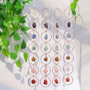 7-Chakra Crystal Hanging, Mother's Day Gift, Boho Suncatcher Home Decor, Natural Raw Stones,Healing Crystal Window Hanging,Amethyst Gemstone image 7