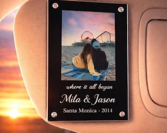 Personalized Photo Car Visor Clip, Romantic Valentine’s Day Gift for Couples, Custom Photo Frame for Car, Anniversary Love Keepsake