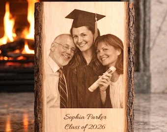 Custom Graduation Gift, Personalized Wood Photo Engraving, Graduation Plaque, Class of 2026 Keepsake, Custom Photo on Wood, Graduation Memor