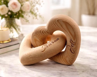 Valentijnsdagcadeau met aangepaste namen, gepersonaliseerde oneindigheidshartsculptuur, romantische aandenken voor koppels, jubileumcadeau voor hem/haar