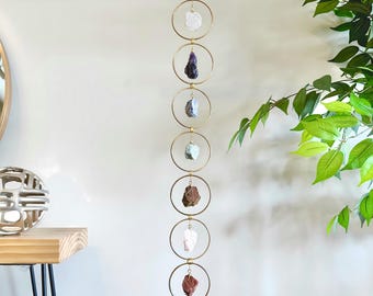 7 Chakra Crystal Hanging, Christmas Gift, Boho Home Decor, Seven Chakra Suncatcher, Meditation Wall Hanging, Natural Gemstones