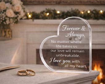 Personalized Acrylic Heart Plaque Gift, Custom Anniversary Keepsake, Romantic Wedding Gift for Couple, Forever Love Decor