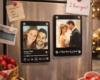 Personalized Photo Magnet, Valentine’s Day Gift for Couples, Song Title Fridge Magnet, Custom Romantic Keepsake