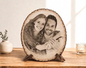 Personalized Wood Photo Engraving, Custom Couple Gift, Anniversary Keepsake, Mother’s Day Gift for Mom, Rustic Decor