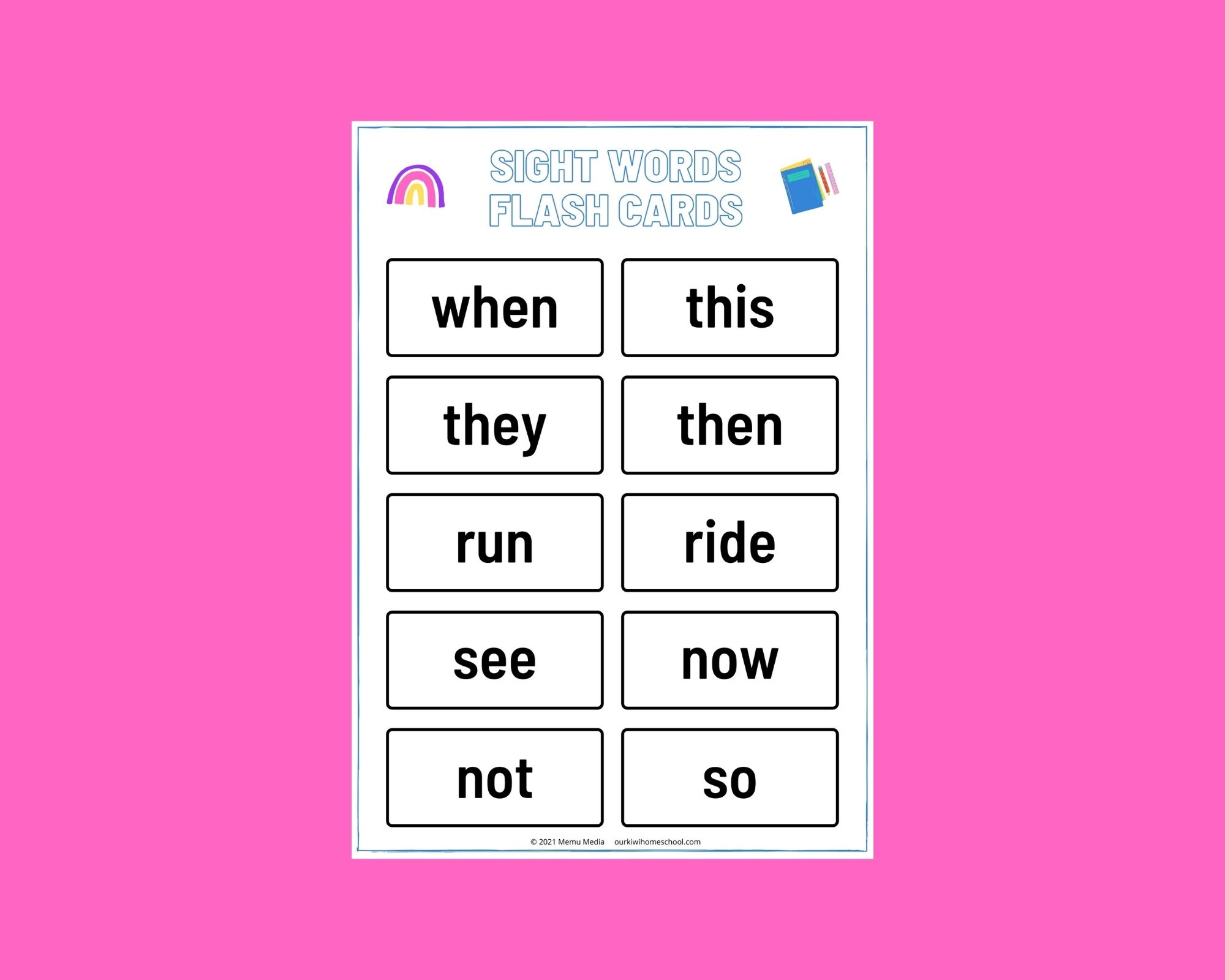 Sight Words Flash Cards Homeschool Resources Preschool | Etsy