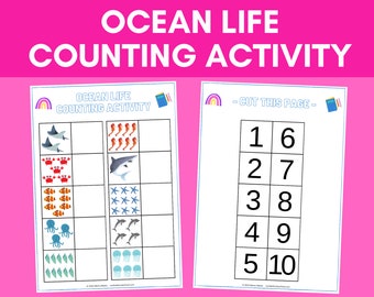 Ocean Life Counting Activity | Preschool Counting Game | Montessori Math Activity