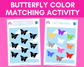 Butterfly Color Matching Game | Montessori Preschool Activity (PDF Pattern)
