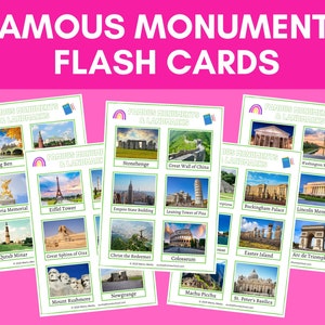 Tarjetas didácticas de monumentos y lugares de interés famosos/actividad de educación en el hogar