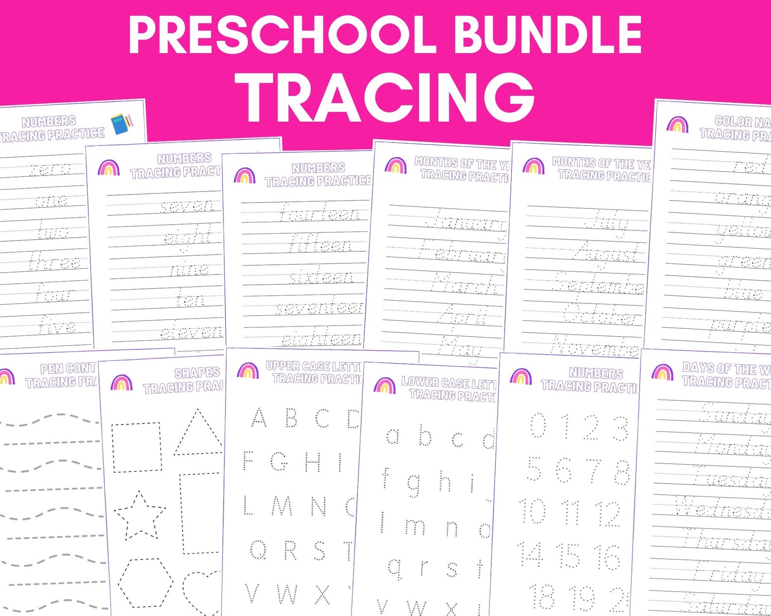 Preschool Tracing Worksheets Bundle | Pen Control, Handwriting (PDF) - Etsy