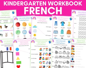 Beginner French Workbook | Kids French Worksheets | Kindergarten French Workbook | French Preschool Worksheets